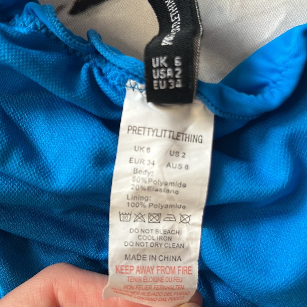 Blue frilly bikini top and bottoms TOP size 10 BOTTOMS size 2 - Picture 5 of 5